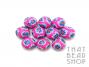 Pink with Blue and White Daisy 10mm Round Polymer Clay Beads